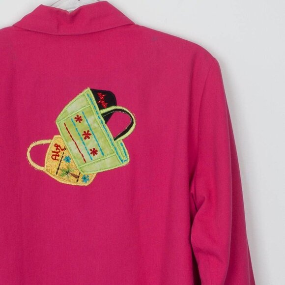 Vintage Anage Womens Purse Patchwork Button Front Jacket Size L Cotton Artsy - Picture 7 of 9